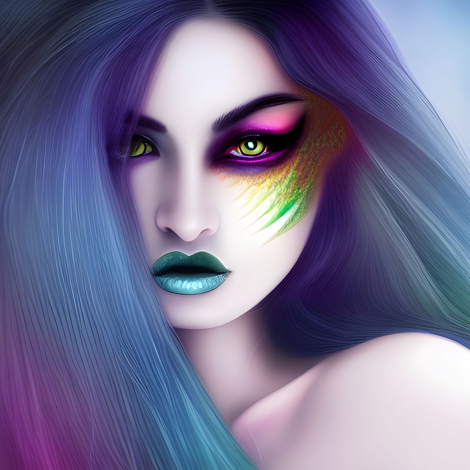 Photorealistic Dragon Woman with Cat Eyes