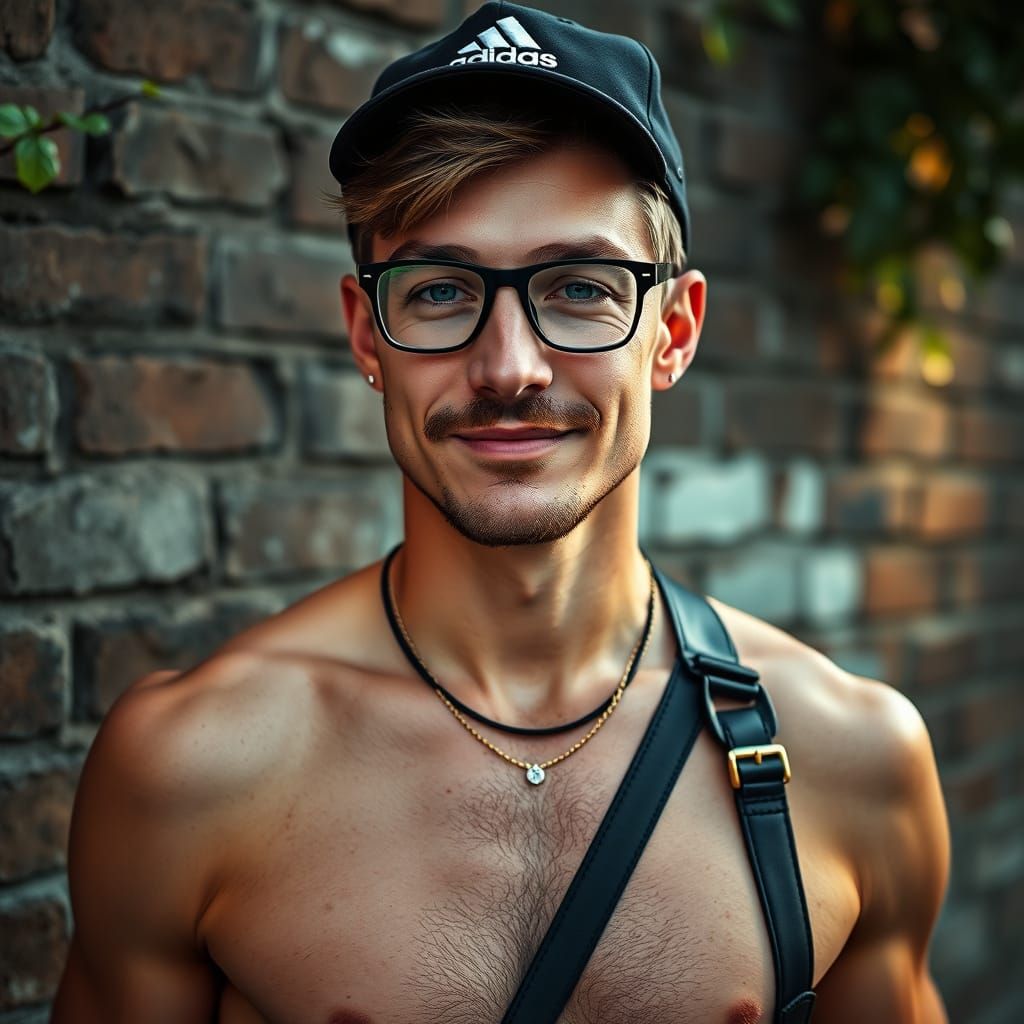 Athletic Man Portrait with Leather Harness