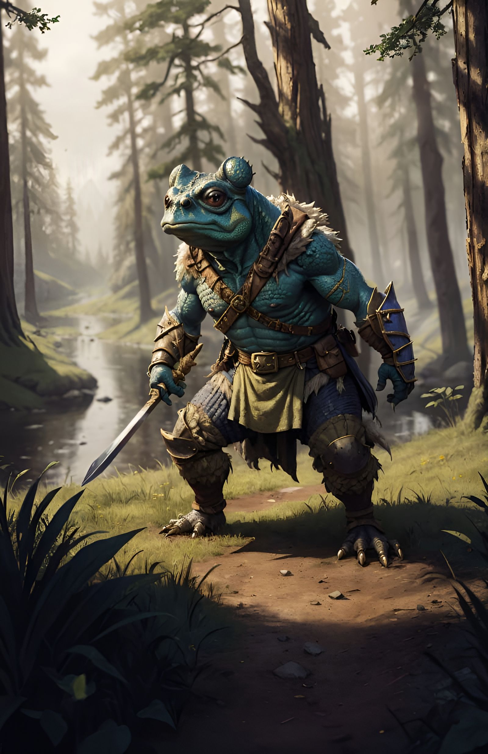 Bullywug in Forest Lake: Dungeons and Dragons Concept Art