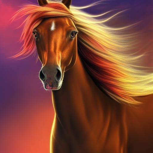 Hyperrealistic Horse Portrait in Splash Art Style