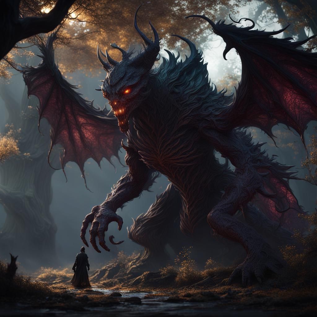 Detailed Shadow Creature in Fantasy Concept Art