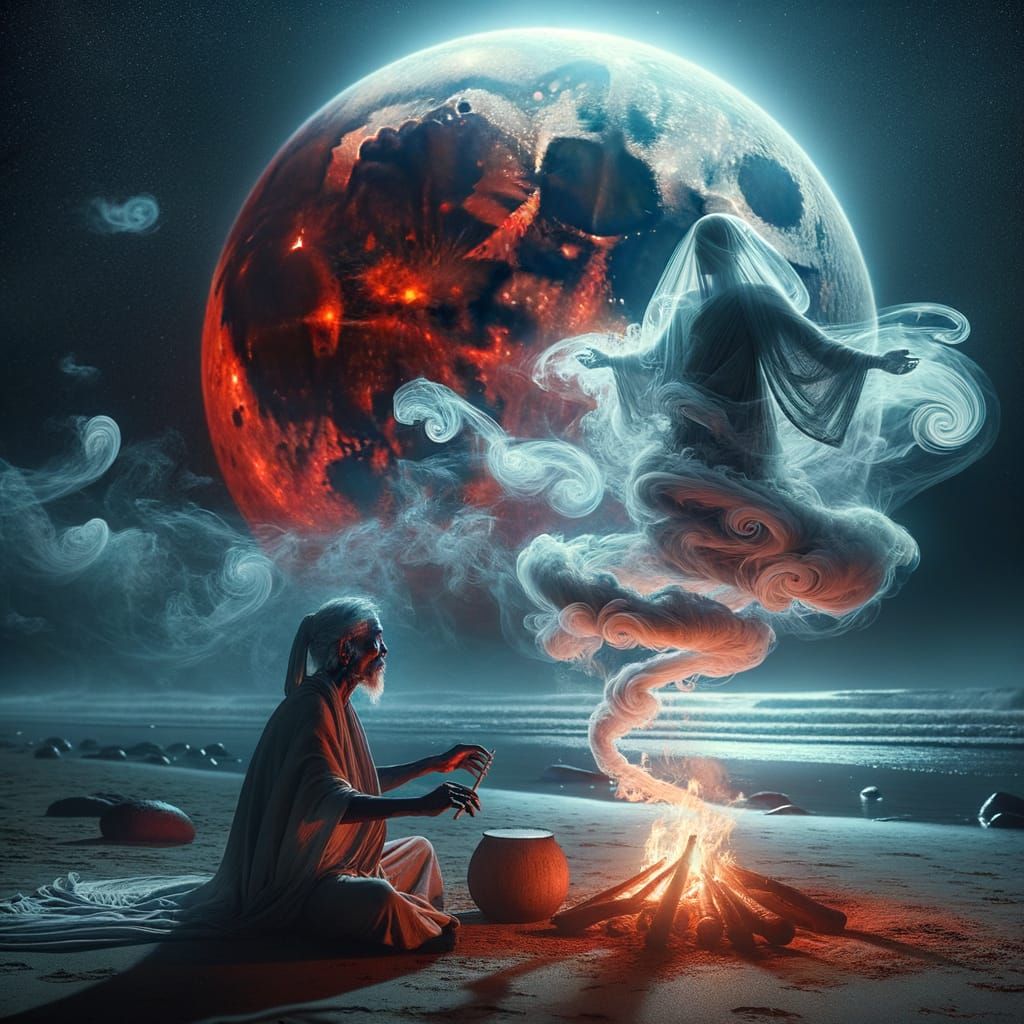 Ethereal Figure Emerges in Dramatic Cinema Style