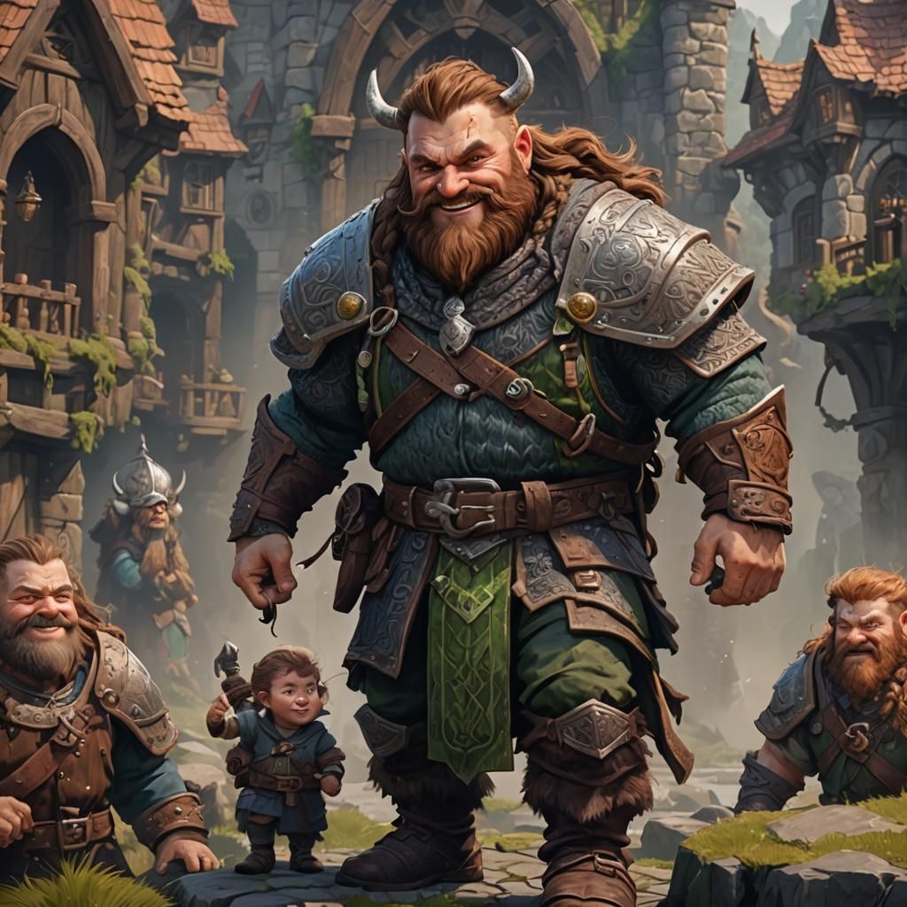 Viking Dwarf Noble Character in D&D Style
