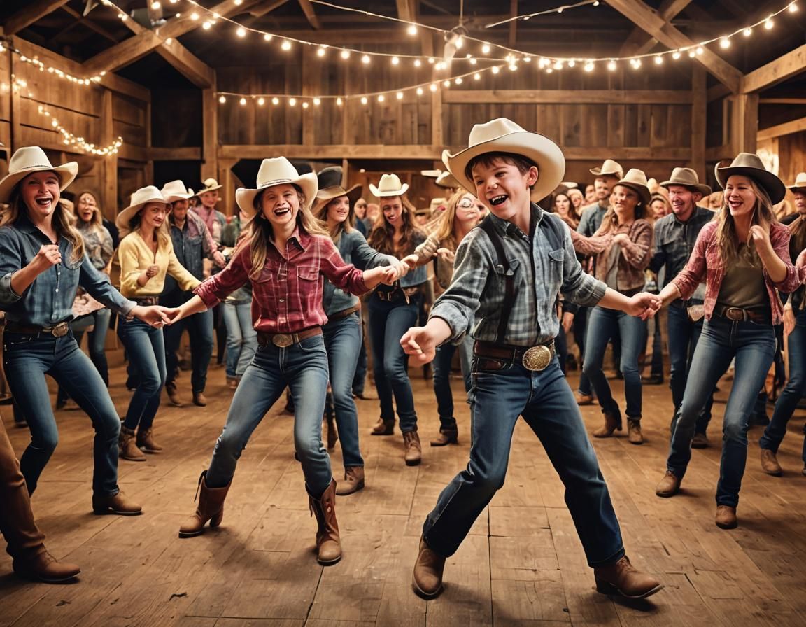 Joyful Child Dancing the Achy Breaky Heart: Impasto Painting