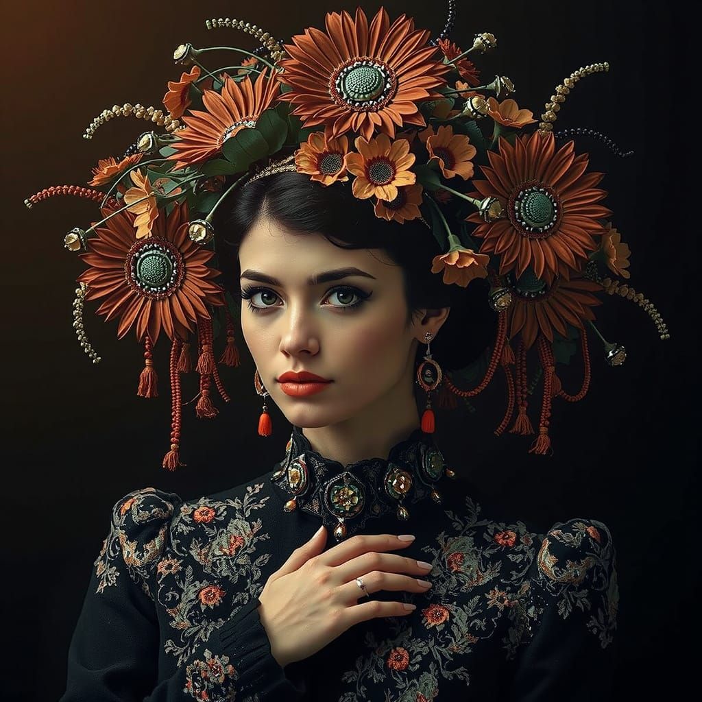 Abstract Monochromatic Portrait of a Woman in Malevich Style