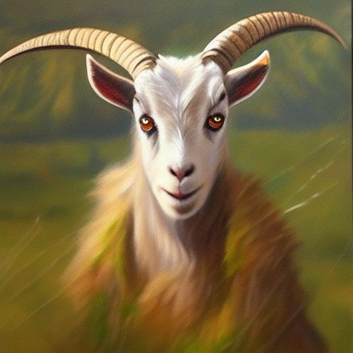 Lucky Spider Goat as Oil Painting
