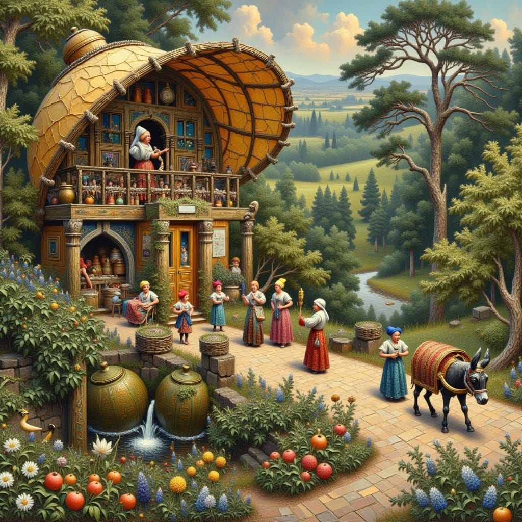 Vibrant Microcosm of Gypsy Life Along a Rural Road