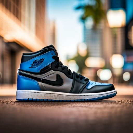 Blue and Black Leather Air Jordan 1 Photo