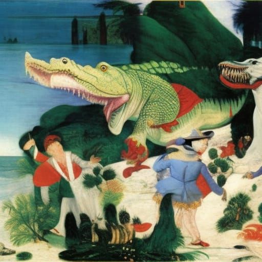 Lost Crocodile in Pines: Renaissance and Expressionism