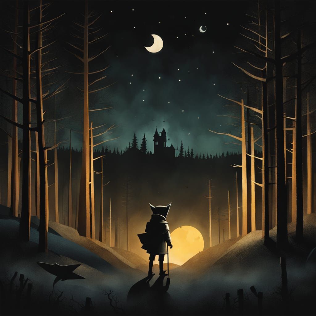 Moody Cityscape in the Style of a Beloved Children's Book Il...