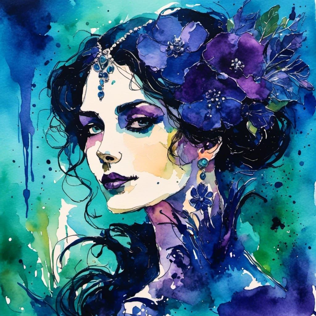 Regal Portrait in Gouache Style