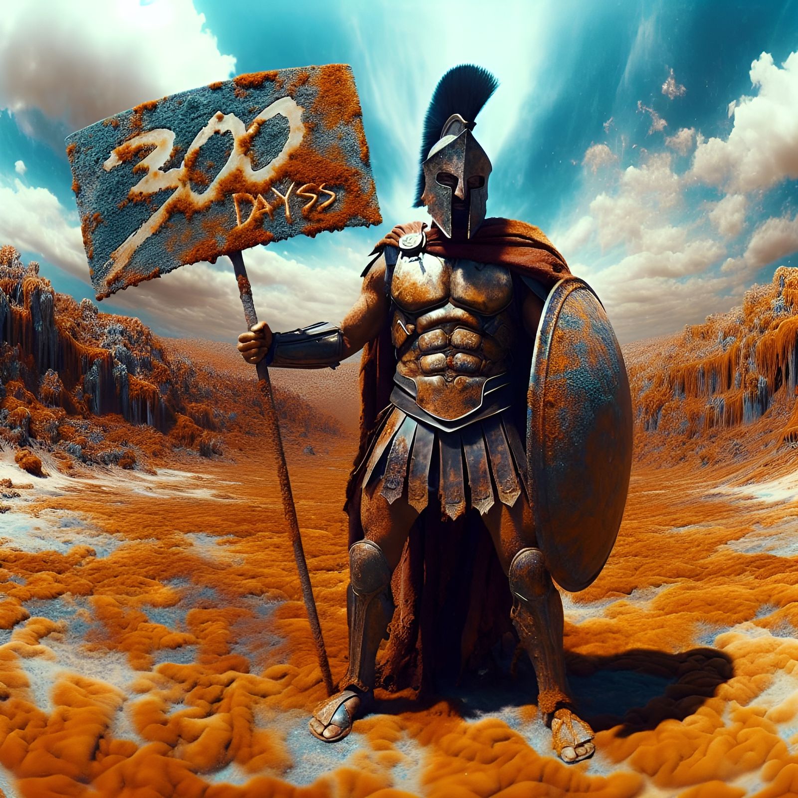 Spartan Warrior on Cosmic Battlefield in Photorealistic Styl...