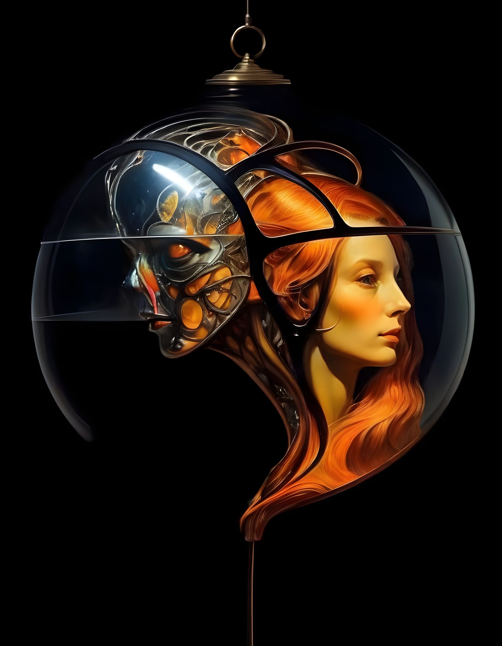 Surrealist Portrait of a Luminous Lamp Couple