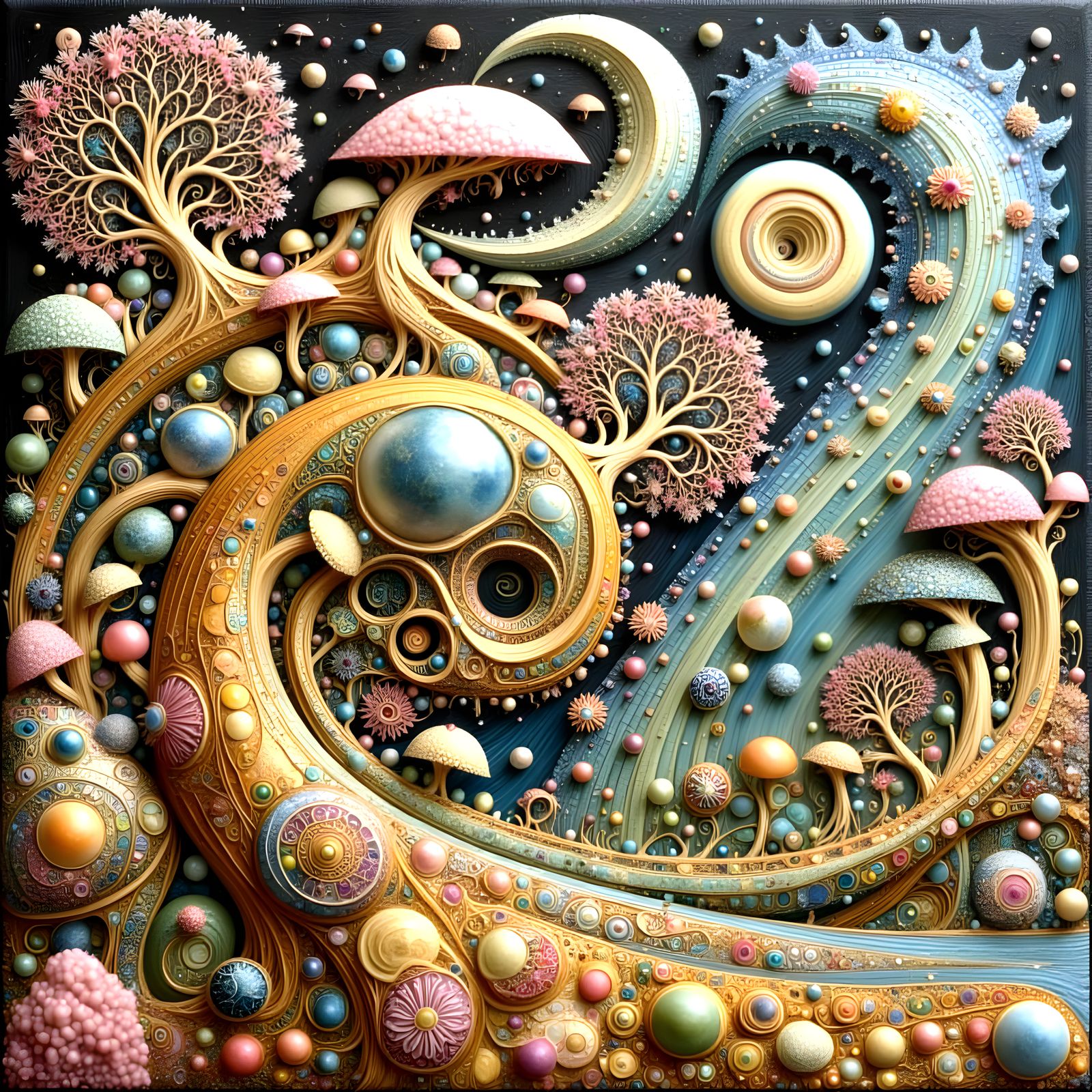 Intricate Pink Fractal Landscape Dreamscape