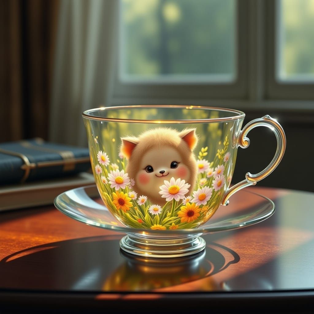 Sentient Transparent Teacup with Smile
