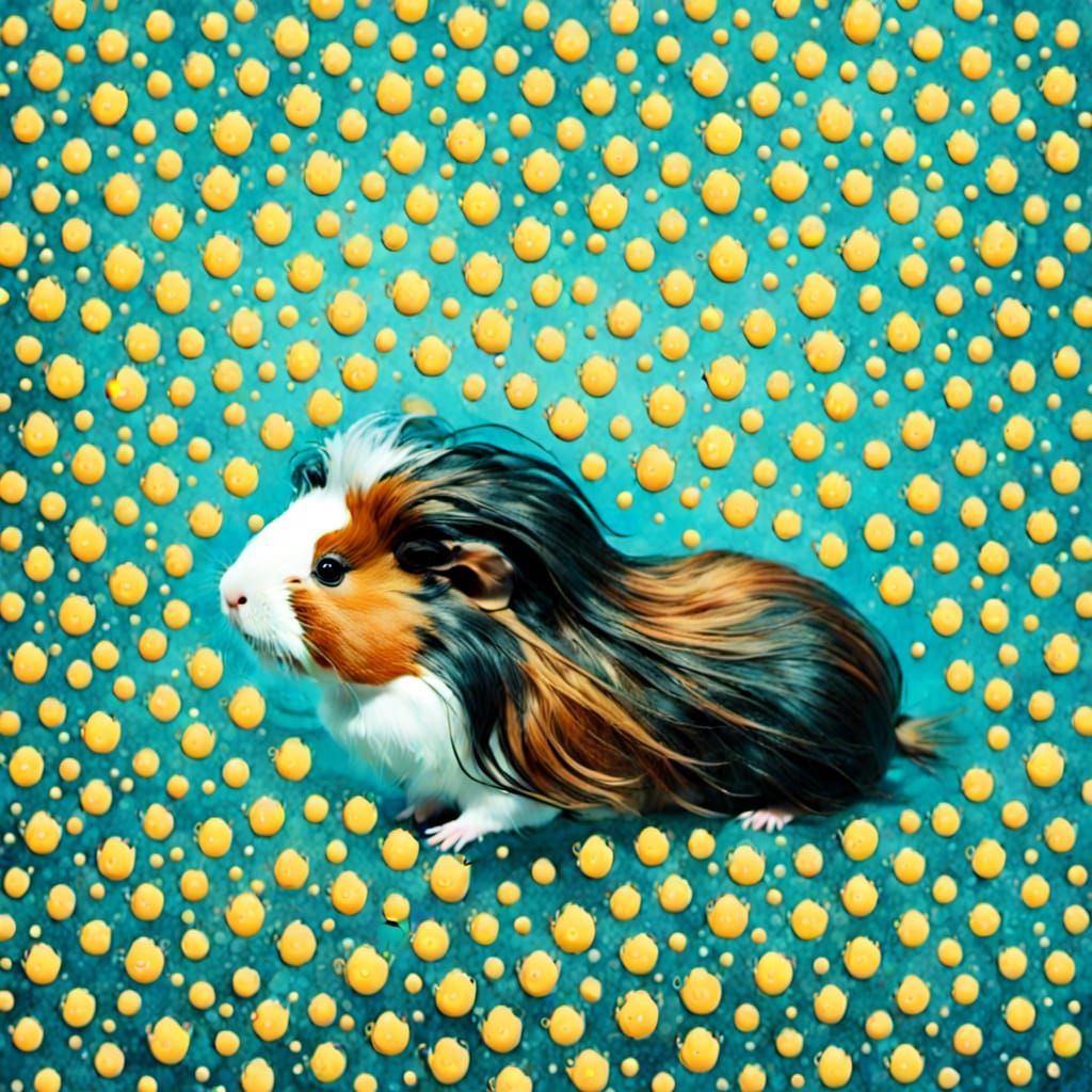 Guinea Pig Mermaid in Synthwave Underwater Scene