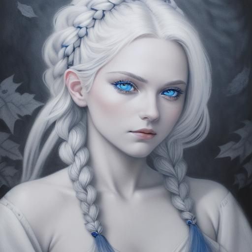 Hyperdetailed Charcoal Drawing of Autumn Girl