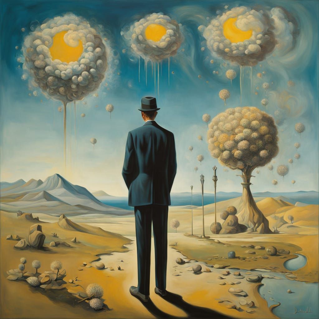 Surrealist Masterpiece: Salvador Dali in Whimsical Landscape