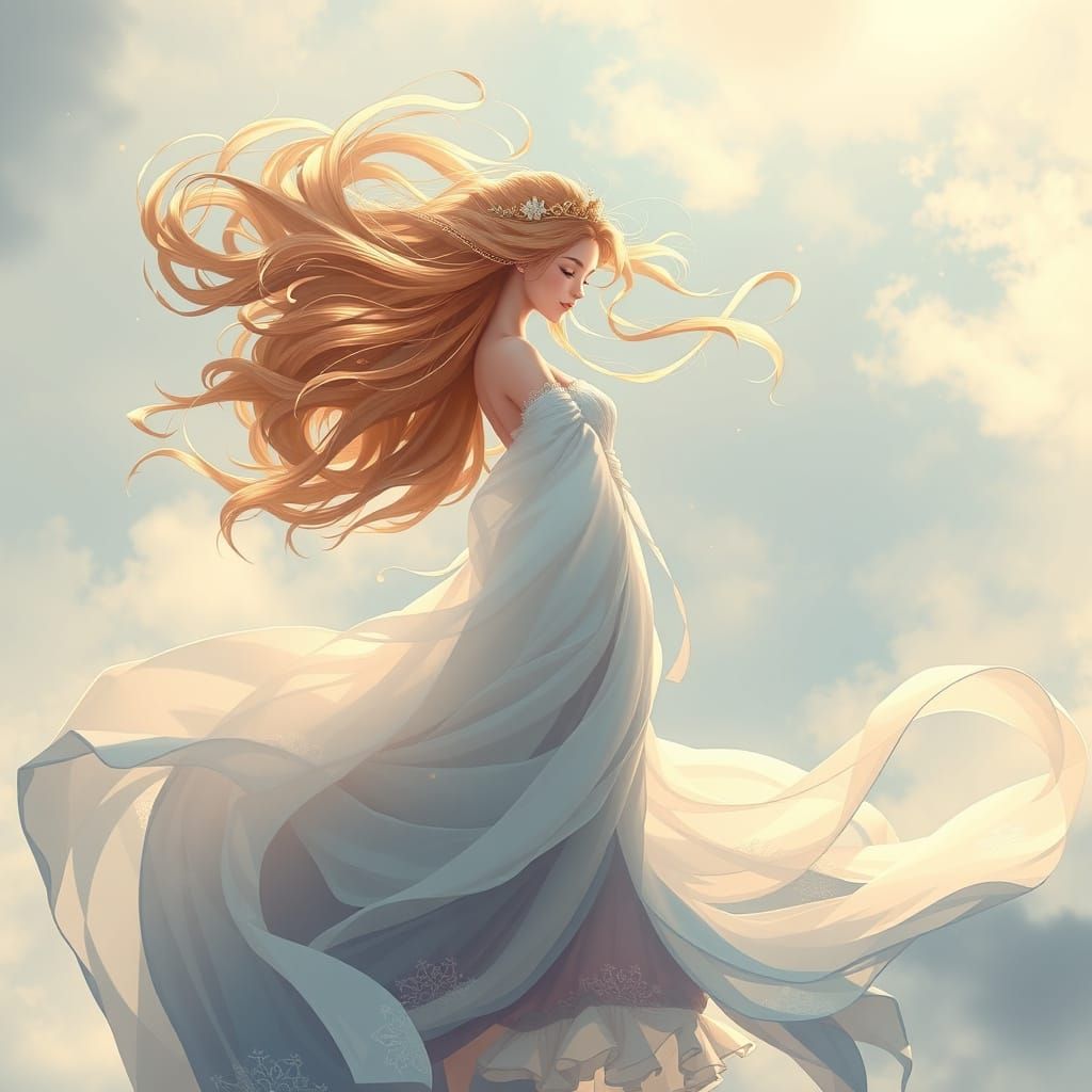 Ethereal Princess in Whimsical Wind