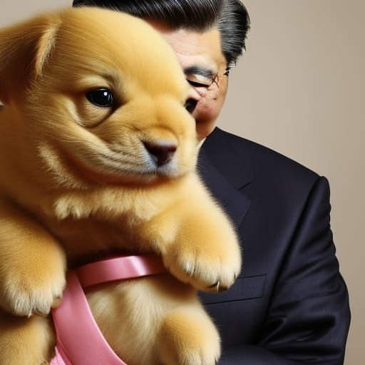 Xi Jinping Portrait with Puppy, Professional Photography