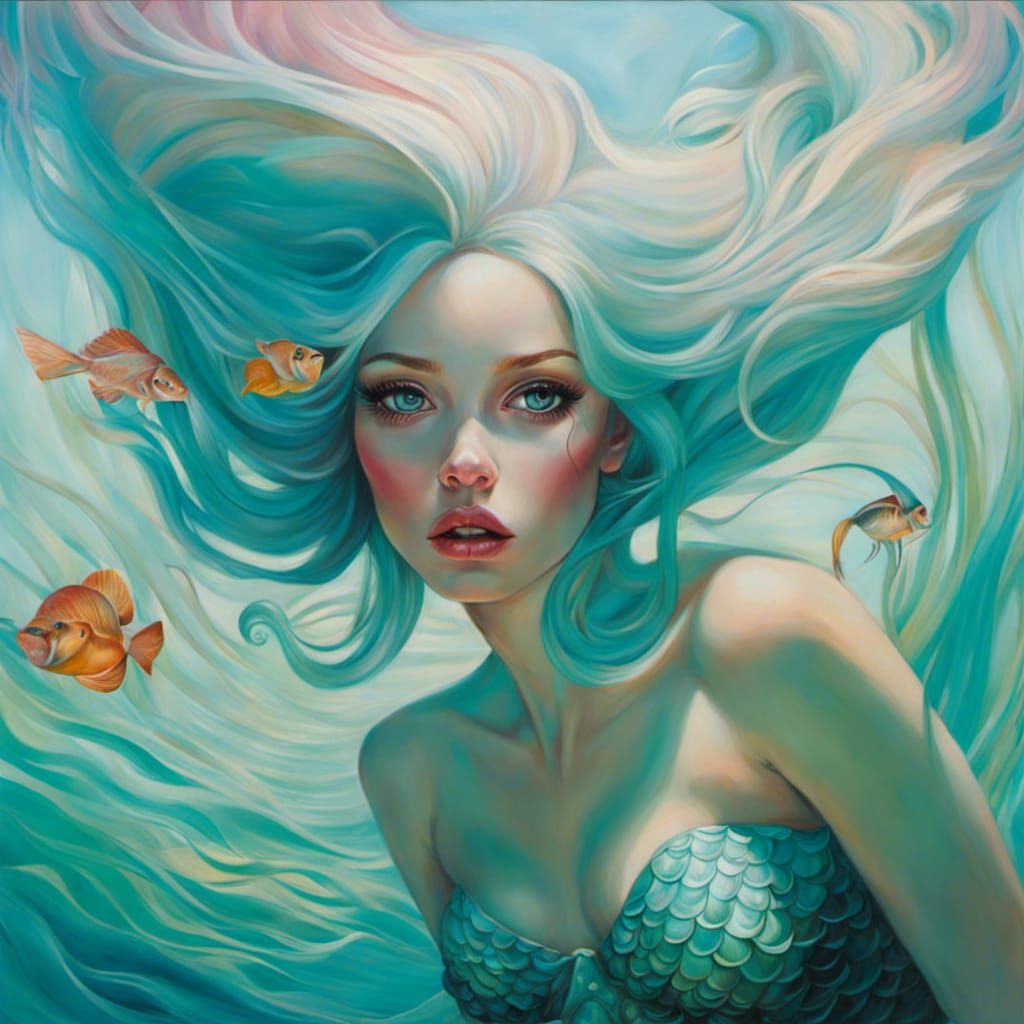 Ethereal Mermaid Princess in Double Vision Style