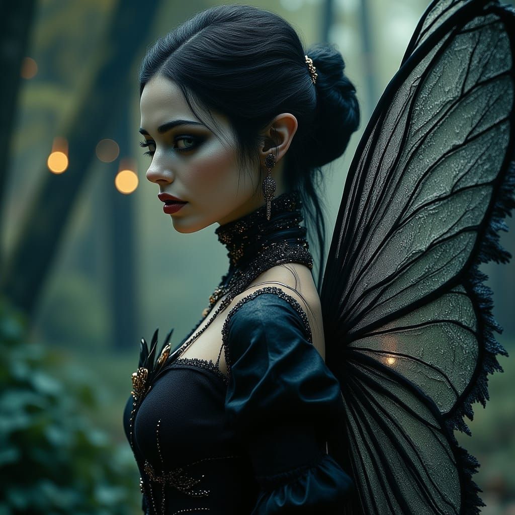 Dark Fairy Portrait in Fantasy Realism Style