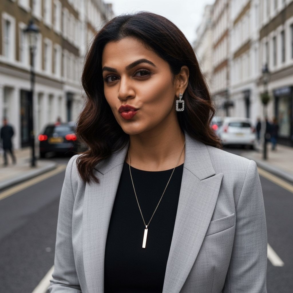 Office Woman with Chic Jewelry in London Streets