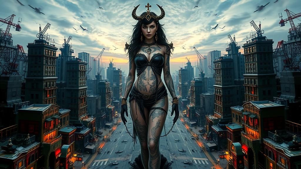 Gothic Venus in Steampunk Apocalypse with Cyclone