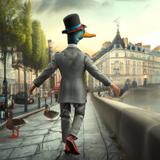 Duck in Paris: Detailed Matte Painting