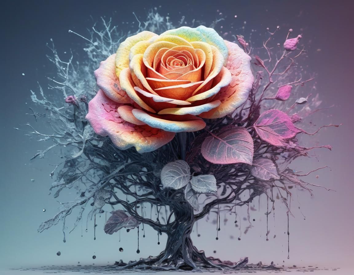 Ethereal Rose: Abstract Surreal Art in Radiant Style