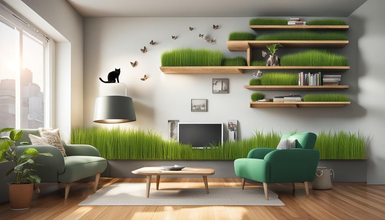 Hyperrealistic Cat Perch Shelves with Catnip