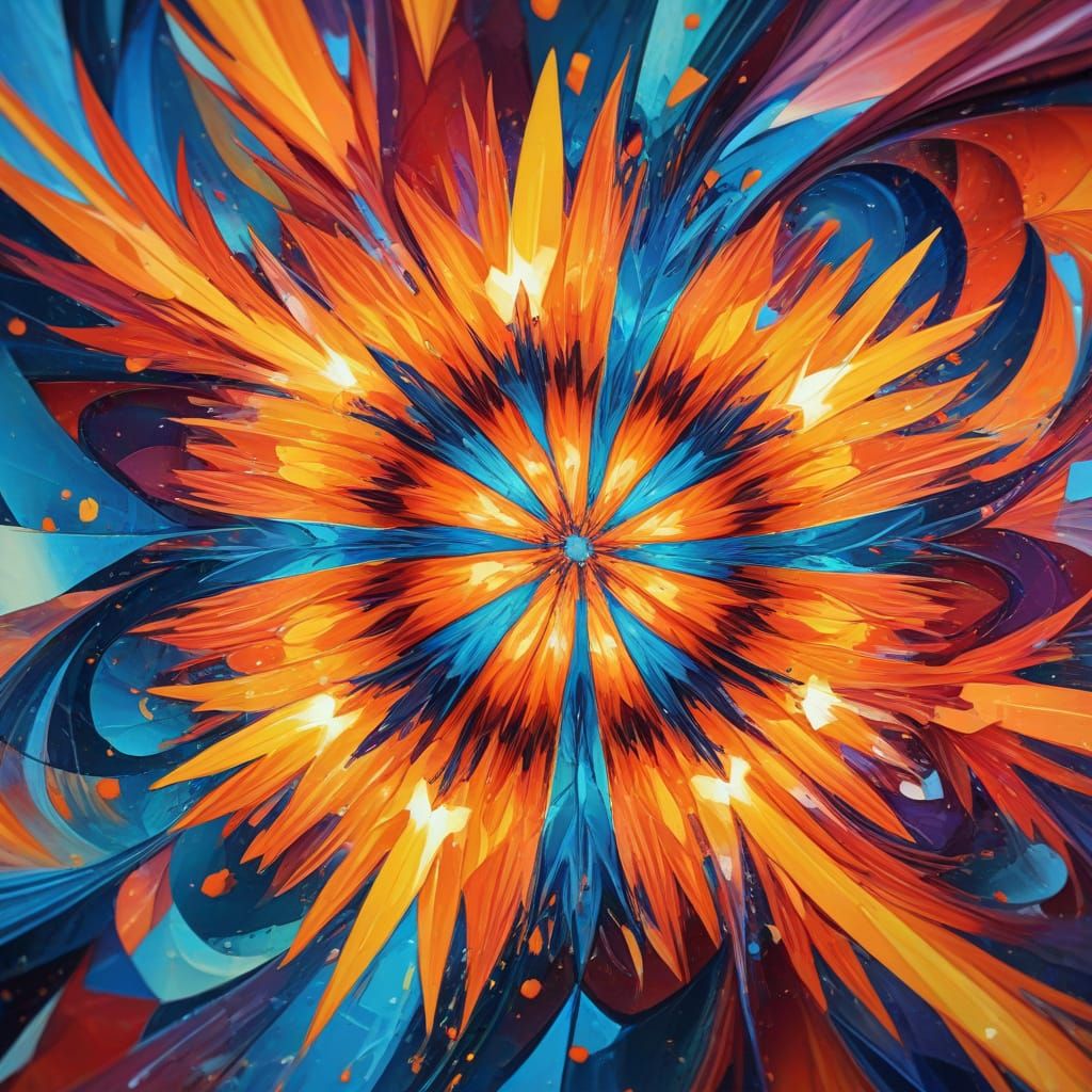 Dazzling Kaleidoscope of Swirling Colors in Oil Painting
