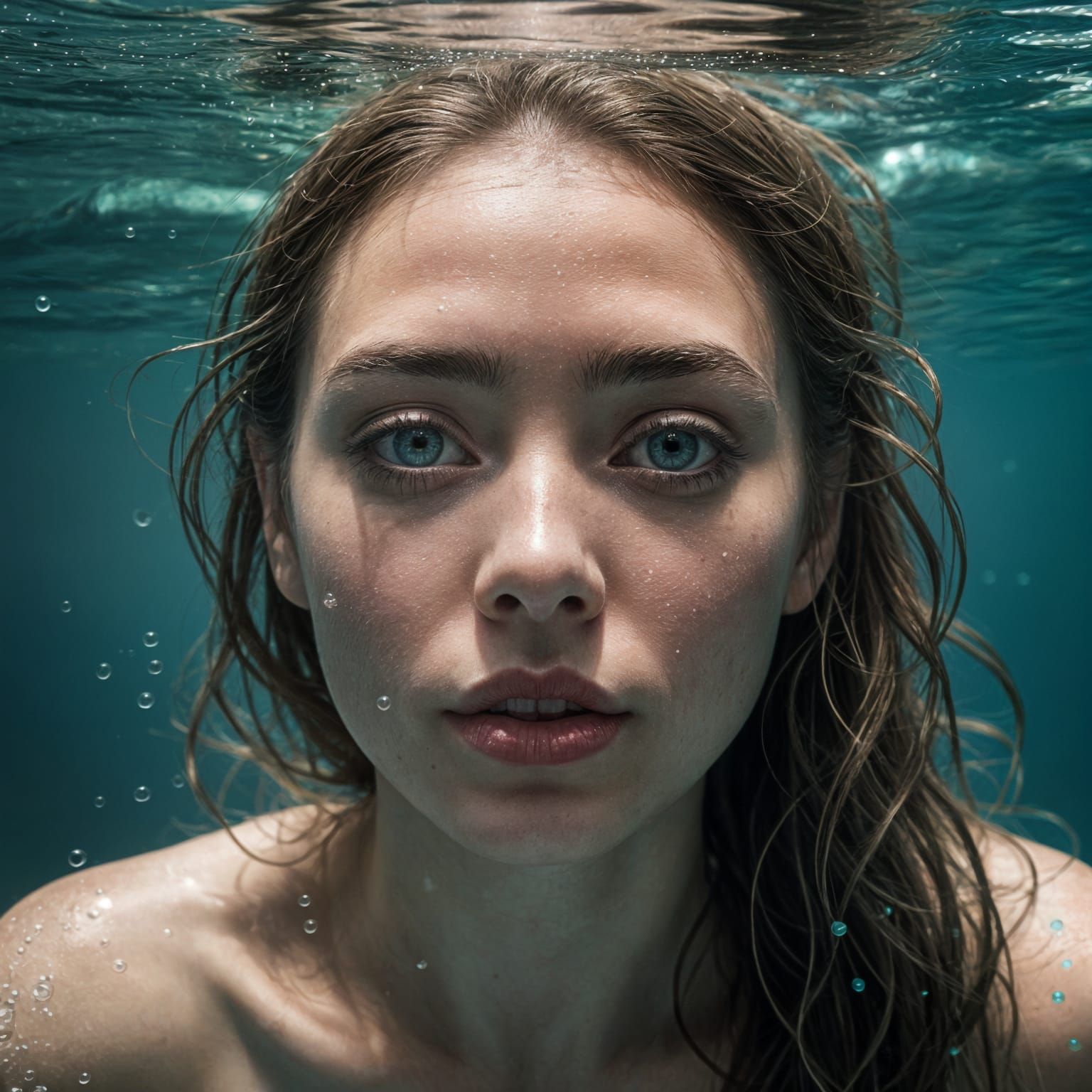 Surreal Underwater Portrait in Hyperrealistic Style