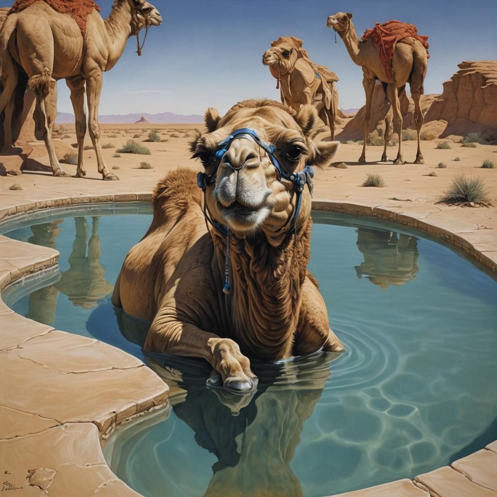 Surreal Camel in Pool, Vanitas Style