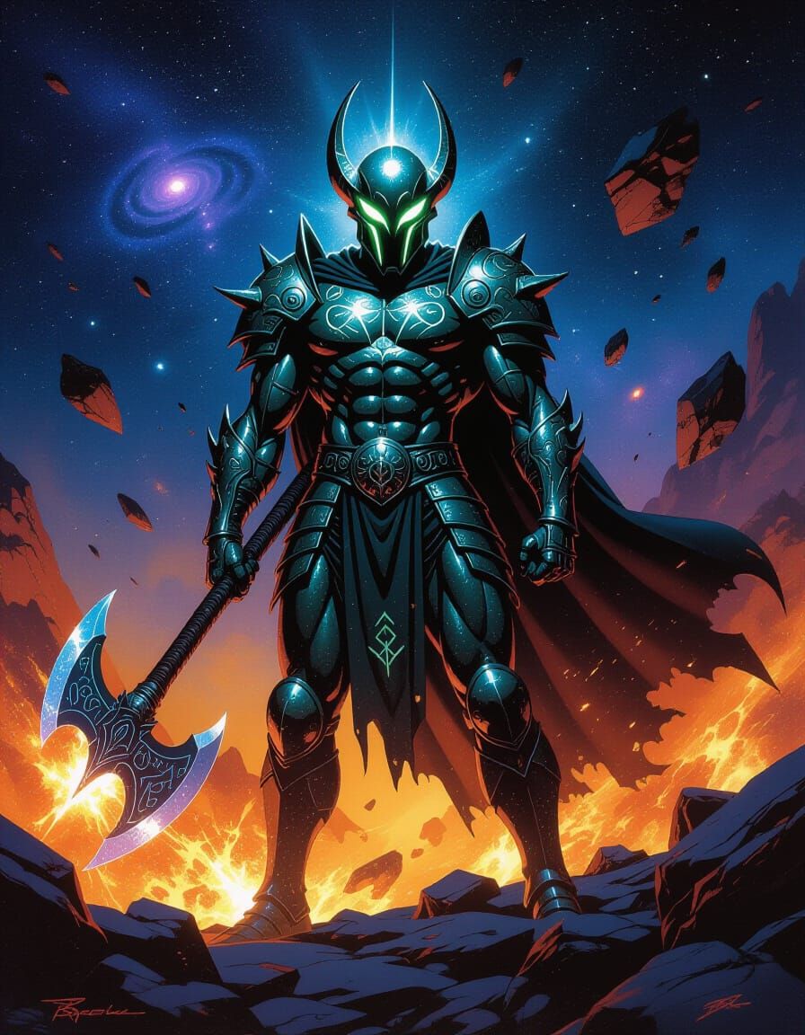 Alien Gladiator Comic Cover Art in Epic Painterly Style