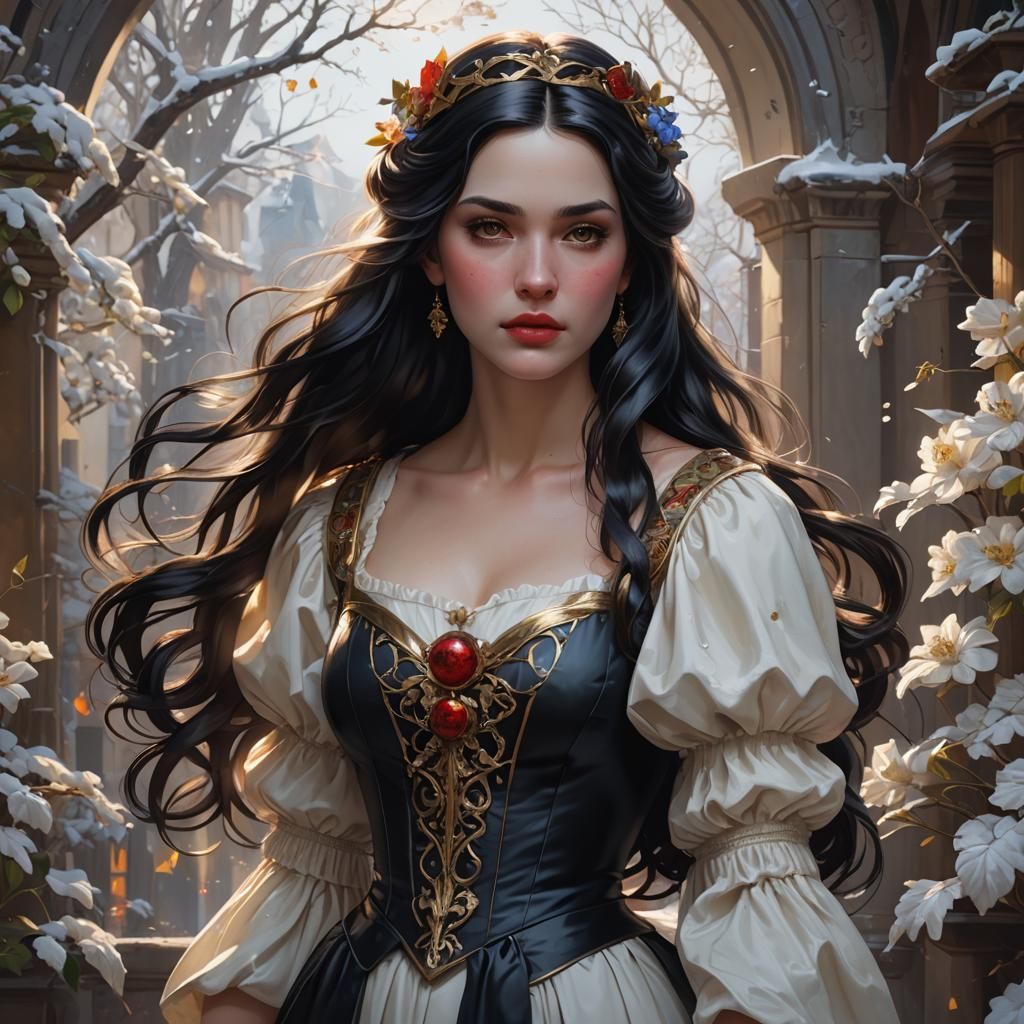 Hyperdetailed Portrait of Snow White Haired Woman