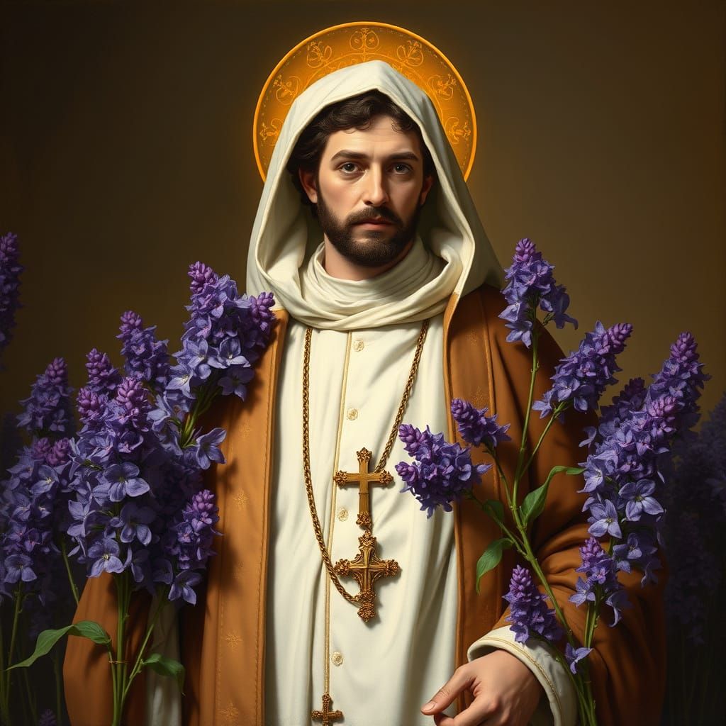 Blessed Marcelino Champagnat Surrounded by Violets in Classi...