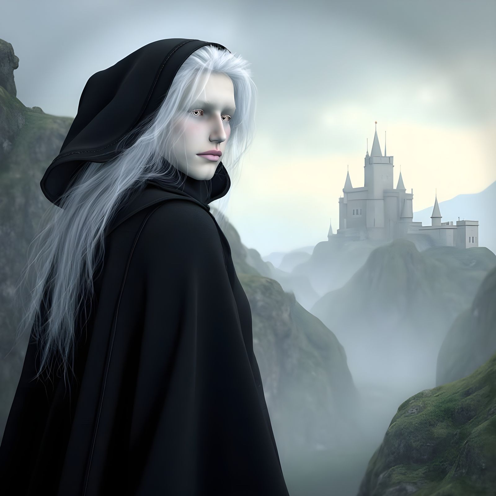 Fae Prince on Castle Wall with Prism