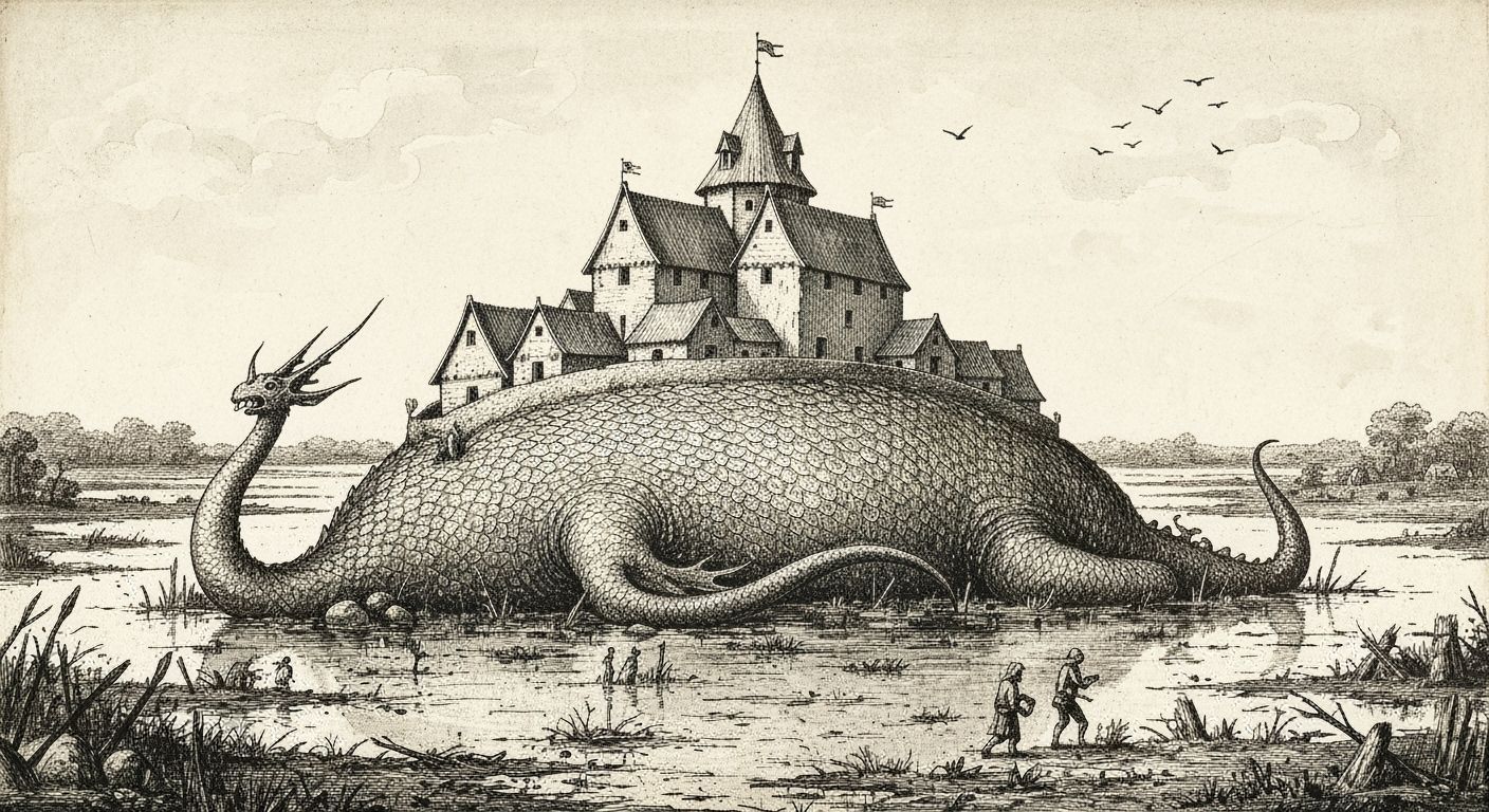 Celtic Dragon Settlement in Swamp Landscape