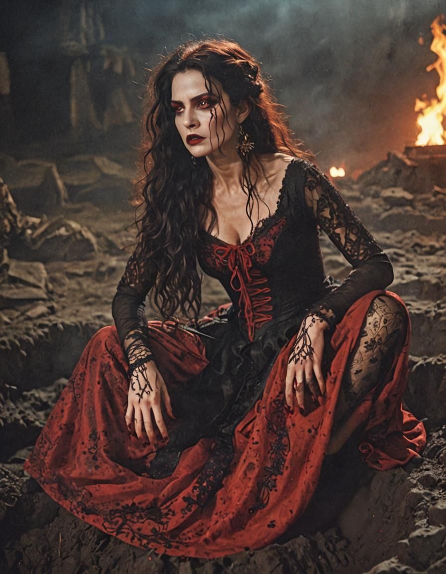 Gothic Witch Noblewoman in Boiling Blood Pit