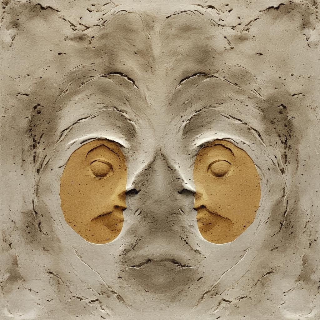 Minimalist Sandy Portrait of a Person's Emotion