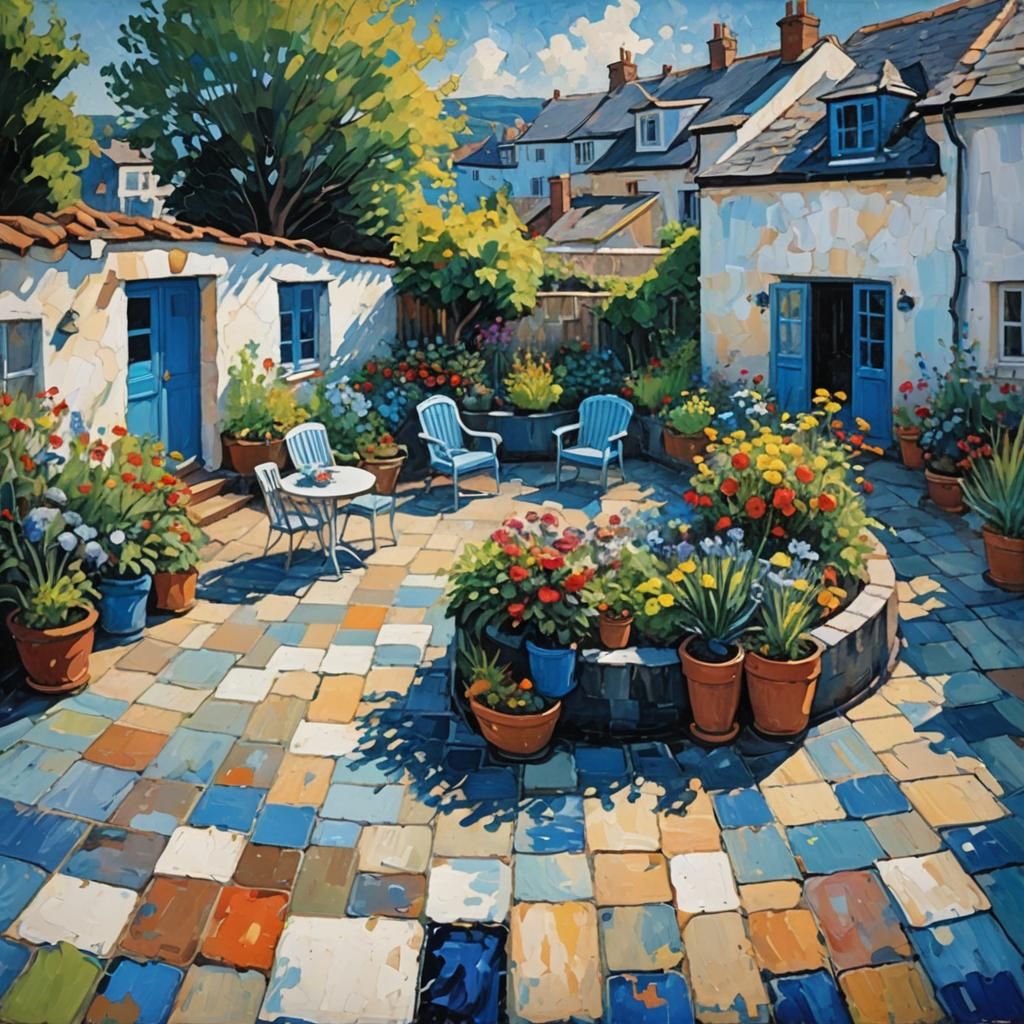 Seaside Garden Terrace in Expressionist Style