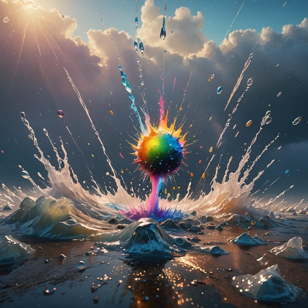 Rainbow Water Comet Hurtles Towards Earth: Photorealistic Ar...