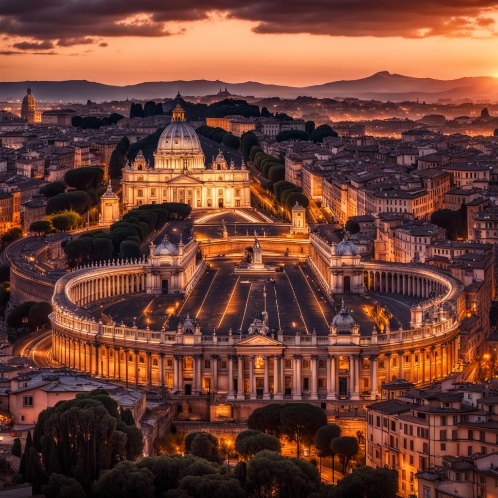 Rome at Sunset: Hyperrealistic 64 Megapixel Image
