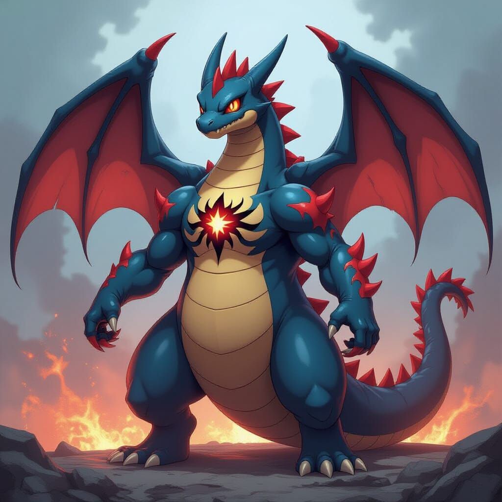 Charizard Engulfed in Carnage Symbiote, Comic Book Style