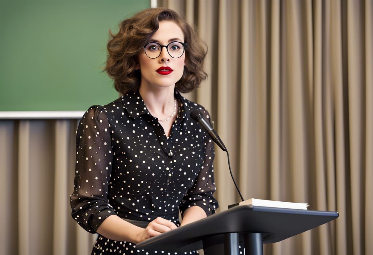 Genderfluid Person Lecturing in Classroom Setting