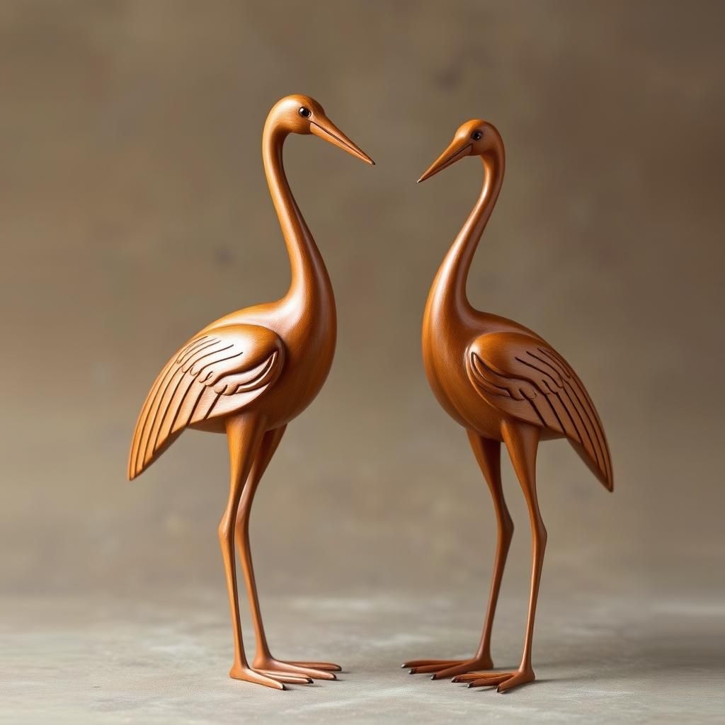 Elegant Wooden Cranes in Traditional Japanese Style