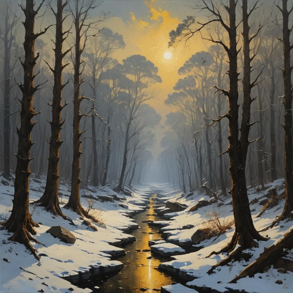 Melancholy Scene in the Style of Oil Painting