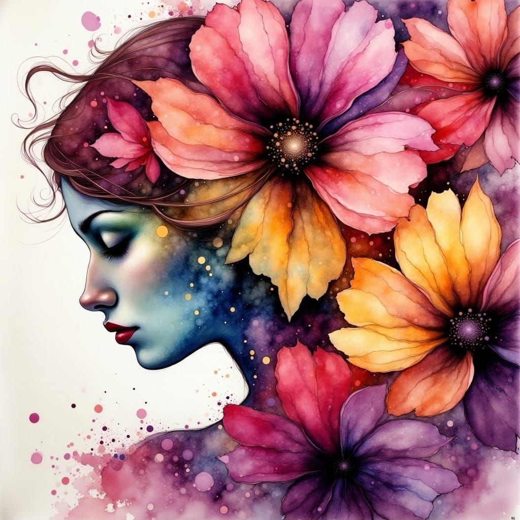 <lora:Liquid Ink Flux:1.0> . A polished silhouetted figure o...