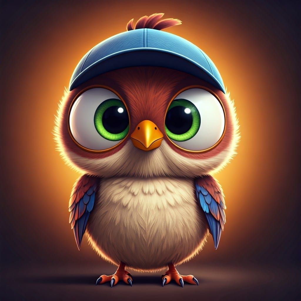 Cute Sparrow with Big Eyes: Pixar-Style 3D Art